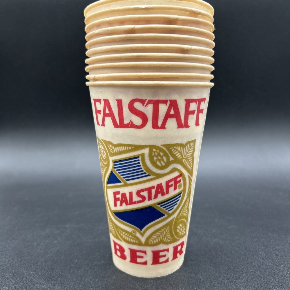 Falstaff Beer Cups Lot of 10 Wax Plastic Stadium Breweriana 1960s Shield Logo